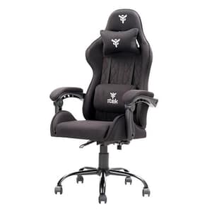 Itek gaming chair rhombus ff10 – tessuto, doppio cuscino, schienale reclinabile, nero nero