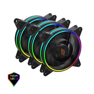 Noua skiron nero 3 ventole triplo halo argb â? rgb indirizzabili ventole per case da 120mm 1200rpm con fan hub e telecomando sincronizzato con scheda madre 5v a 3 pin