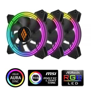 Noua zephyr black 3 ventole triplo halo rgb rainbow addressable 5v 3pin cooling fan 120 mm 6-pin 1100rpm