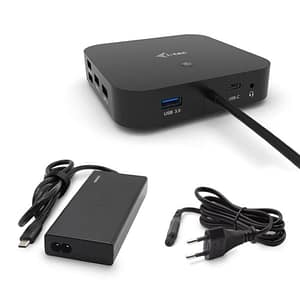 I-tec docking station usb-c dual display con power delivery 65 w + caricabatterie universale 77 w black