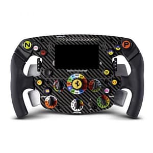 Thrustmaster sf1000 volante replica ferrari edition pc ps4 ps5 xbox one e series x|s cruscotto con display e led placca frontale 100% fibra di carbonio su licenza ferrari colore nero