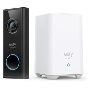 Eufy security, videocitofono wireless con risoluzione 2k, audio bidirezionale, semplice auto-installazione + homebase 2 eu uk plug nero-bianco