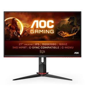 Aoc 27g2spu/bk 27 gaming led ips full hd 16:9 165hz 1ms freesync premium hub usb 3.2 vga hdmi displayport altoparlanti incorporati nero rosso