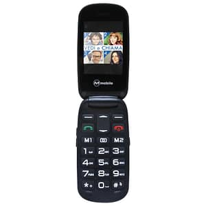 Mediacom facile duo flip easy phone 2.4 clamshell tasti grandi radio fm tasto sos volume amplificato italia black blu