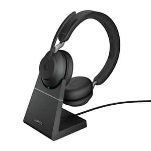 Jabra evolve2 65 cuffie con microfono wireless con supporto di ricarica uc con adattatore bluetooth usb-a nero