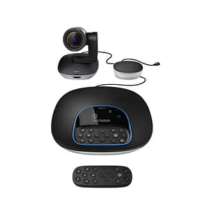 Logitech conference group kit per videoconferenza web cam 30fps zoom 10x + telefono vivavoce + telecomando colore nero