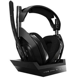 Astro gaming a50 cuffia gaming wireless e stazione base di ricarica, 4° generazione dolby audio controllo equilibrio gioco/voce 2.4 ghz wireless 9 mt di portata per ps5 ps4 pc mac nero/argento