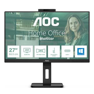 Aoc 24p3qw 23.8 led ips full hd 16:9 75hz 4ms contrasto 1.000:1 vebcam 2mp con microfono incorporato low blue light hub usb hdmi displayport altoparlanti incorporati nero