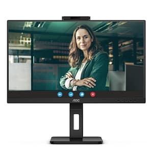 Aoc q27p3cw 27 led ips quad hd 16:9 75hz 4ms contrasto 1.000:1 webcam integrata 5mp hub usb 2xhdmi displayport usb-c docking altoparlanti incorporati nero