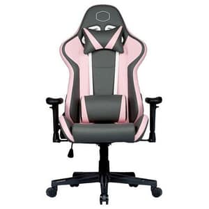 Cooler master poltrona gaming ergonomica in pu traspirante regolabile grigio rosa