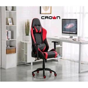 Crown cmgc-100 sedia gaming schienale inclinabile e regolabile braccioli 2d poggiatesta e supporto lombare ruote colorate nero rosso