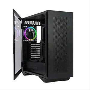 Noua iron v6 case mid-tower atx m-atx mini-atx panello frontale mesh panello laterale in vetro temperato chiusura magnetica 1xusb-a 3.0 1xventola argb 120mm black