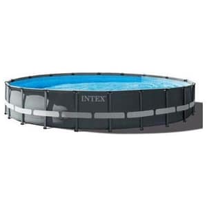 Intex 26334np piscina fuori terra ultra xtr frame rotonda pompa filtro 7900 l-h scaletta telo base e copertura 30079 l acciaio e pvc grigio 610×122 cm 610x122cm rotonda accessori