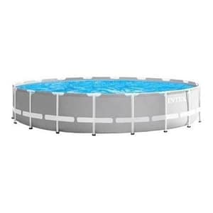 Intex 26732np piscina fuori terra prisma frame rotonda pompa filtro 5678 l-h scaletta telo base e copertura 24311 l acciaio e pvc grigio 549×122 cm 549×122 cm con pompa filtro