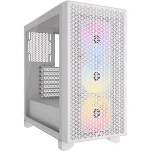 Corsair 3000d rgb airflow case per pc mid-tower vetro temperato- 3 ventole ar120 rgb – supporto di gpu a tre slot – spazio per alloggiare fino a 8 ventole da 120 mm – design con flusso d`aria elevato minitx/matx/atx bianco