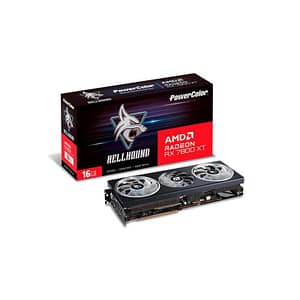 Powercolor hellhound amd radeon rx 16gb gddr6 triple fan pci ex 4.0 16x 1x hdmi 3 x displayport