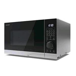 Sharp yc-pc284ae-s forno a microonde 900w con grill 1250w e convezione 2200w 28lt controllo digitale 10 livelli di potenza nero argento