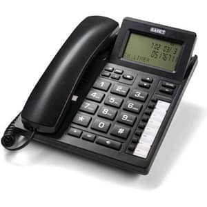 Saiet office 812 telefono da tavolo multifunzione display su 3 righe a 16 cifre inclinabile vivavoce 12 numeri selezione rapida nero