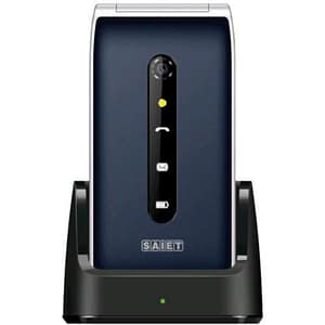 Saiet vanto easy phone 2.4 tasti grandi retroilluminati tasto sos chiama 5 numeri ed invia sms 8 foto visualizza e chiama tasti m1 m2 chiamata diretta basetta di ricarica blu