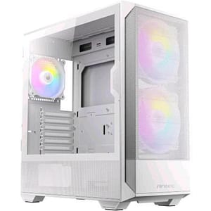 Antec nx416l argb case midi tower pannello frontale in rete ad alto flusso d`aria 2 ventole argb da 160mm frontali 1 argb da 120mm posteriore pannello laterale in vetro temperato atx/itx/matx bianco
