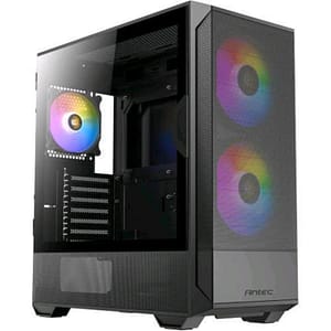 Antec nx416l argb case midi tower pannello frontale in rete ad alto flusso d`aria 2 ventole argb da 160mm frontali 1 argb da 120mm posteriore pannello laterale in vetro temperato atx/itx/matx nero