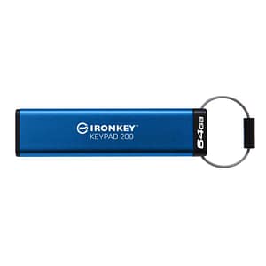 Kingston ikkp200/64gb flash ironkey keypad 200 chiavetta usb crittografato 64 gb usb 3.2 gen 1 blu