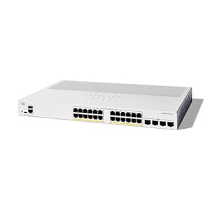 Cisco catalyst 1200-24p-4x seitch gestito l3 – 24 x 10/100/1000 (poe+) + 4 x 10gb ethernet sfp+ poe+ (195 w) montabile su rack bianco