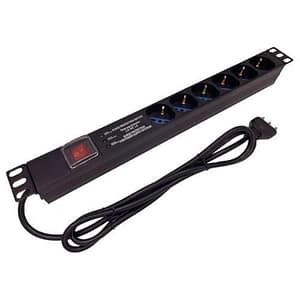 Link multipresa da rack 19“ 6 prese universali con interruttore spina italiana 16a e interruttore contro le sovratensioni