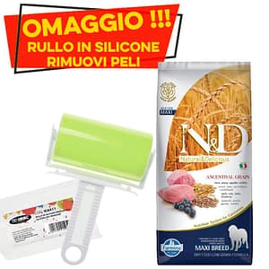 Farmina N&D Low Grain Adult Maxi Agnello e Mirtillo Peso Confezione 12 Kg + RULLO RIMUOVI PELI OMAGGIO!