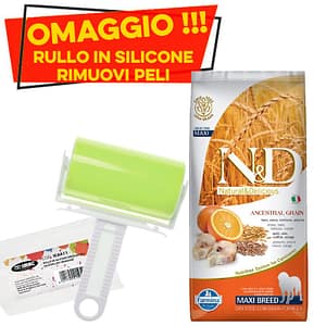 Farmina N&D Low Grain Adult Maxi Merluzzo e Arancia Peso Confezione 12 Kg + RULLO RIMUOVI PELI OMAGGIO!