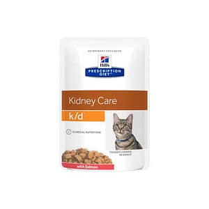 Hill’s k/d con Salmone Prescription Diet Feline Umido in Busta Peso Confezione 85 g – KIT 12x