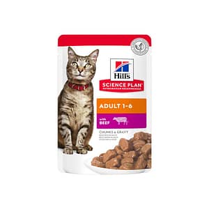 Hill’s Science Plan Feline Adult con Manzo in Busta Peso Confezione 85 g – KIT 6x