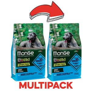 Monge BWild Grain Free Acciughe e Patate Adult per Cani Peso Confezione 2.5 Kg – KIT 2x