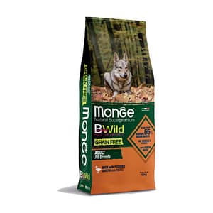 Monge BWild Grain Free Anatra e Patate Adult All Breeds per Cani Peso Confezione 12 Kg