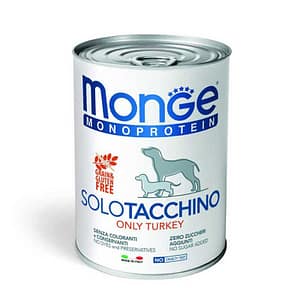 Monge Monoprotein Solo Tacchino Umido per Cani 400gr Peso Confezione 400 g – KIT 6x