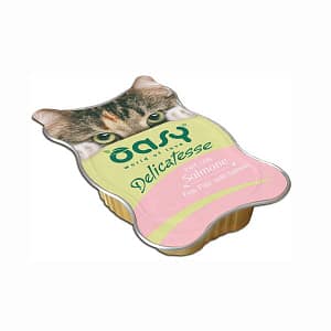 Oasy al Salmone in Vaschetta per Gatti 85gr Peso Confezione 85 g – KIT 9x