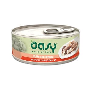 Oasy Natural Adult Pollo e Manzo Umido per Gatti Peso Confezione 70 g – KIT 6x