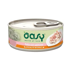 Oasy Natural Adult Pollo e Salmone Umido per Gatti Peso Confezione 70 g - KIT 12x