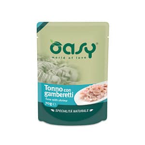 Oasy Umido Busta Tonno con Gamberetti per Gatti 70gr Peso Confezione 70 g – KIT 6x