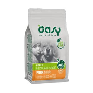 Oasy One Animal Protein Adult Medium/Large Maiale per Cani Peso Confezione 2.5 Kg