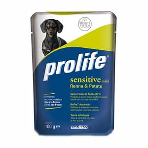 Prolife Adult Mini Sensitive Renna Umido per Cani 100gr Peso Confezione 100 g – KIT 6x
