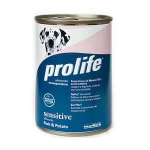 Prolife Adult Sensitive Maiale Umido per Cani 400gr Peso Confezione 400 g – KIT 6x