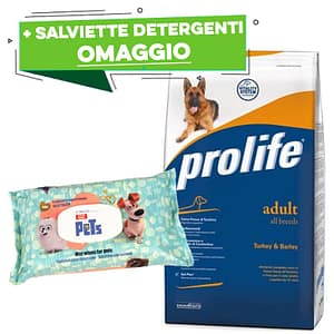 Prolife Cane Adult Tacchino Peso Confezione 15 Kg + SALVIETTE DETERGENTI OMAGGIO!