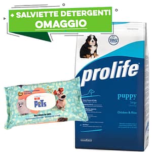 Prolife Cane Puppy Large Peso Confezione 12 Kg + SALVIETTE DETERGENTI OMAGGIO!