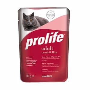 Prolife Agnello e Riso Umido per Gatti 85gr Peso Confezione 85 g – KIT 6x