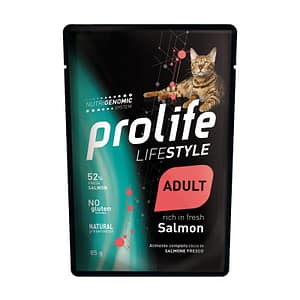Prolife Life Style Adult Salmone Umido per Gatti Peso Confezione 85 g – KIT 12x