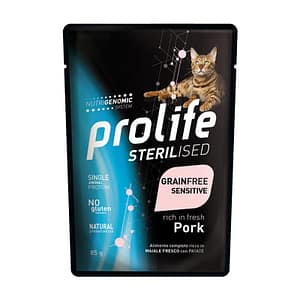 Prolife Sterilised Grain Free Sensitive Maiale e Patate Umido per Gatti Peso Confezione 85 g – KIT 6x