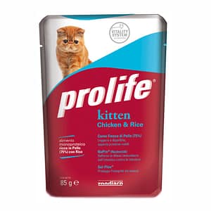 Prolife Kitten Pollo e Riso Umido per Gattini 85gr Peso Confezione 85 g – KIT 6x
