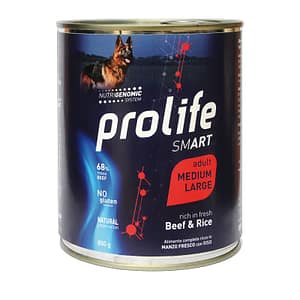 Prolife Smart Manzo e Riso Adult Medium/Large Umido per Cani Peso Confezione 800 g – KIT 6x
