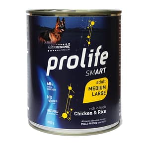 Prolife Smart Pollo e Riso Adult Medium/Large Umido per Cani Peso Confezione 800 g – KIT 6x